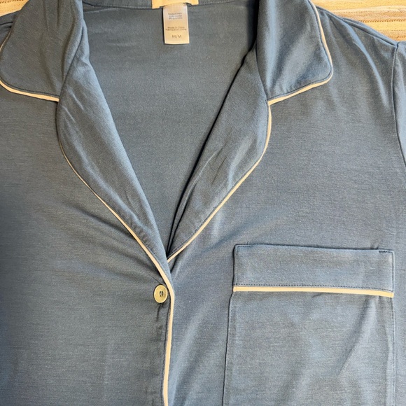 Eberjey GISELE Short Sleeve & Crop PJ Set in Coastal Blue & Ivory. PERFECT! Sz M - Picture 9 of 16